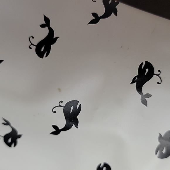 WHITE Black Reversible Solid Whale Print Boho Retro Snap Closure Hood Rain Coat - Picture 9 of 13